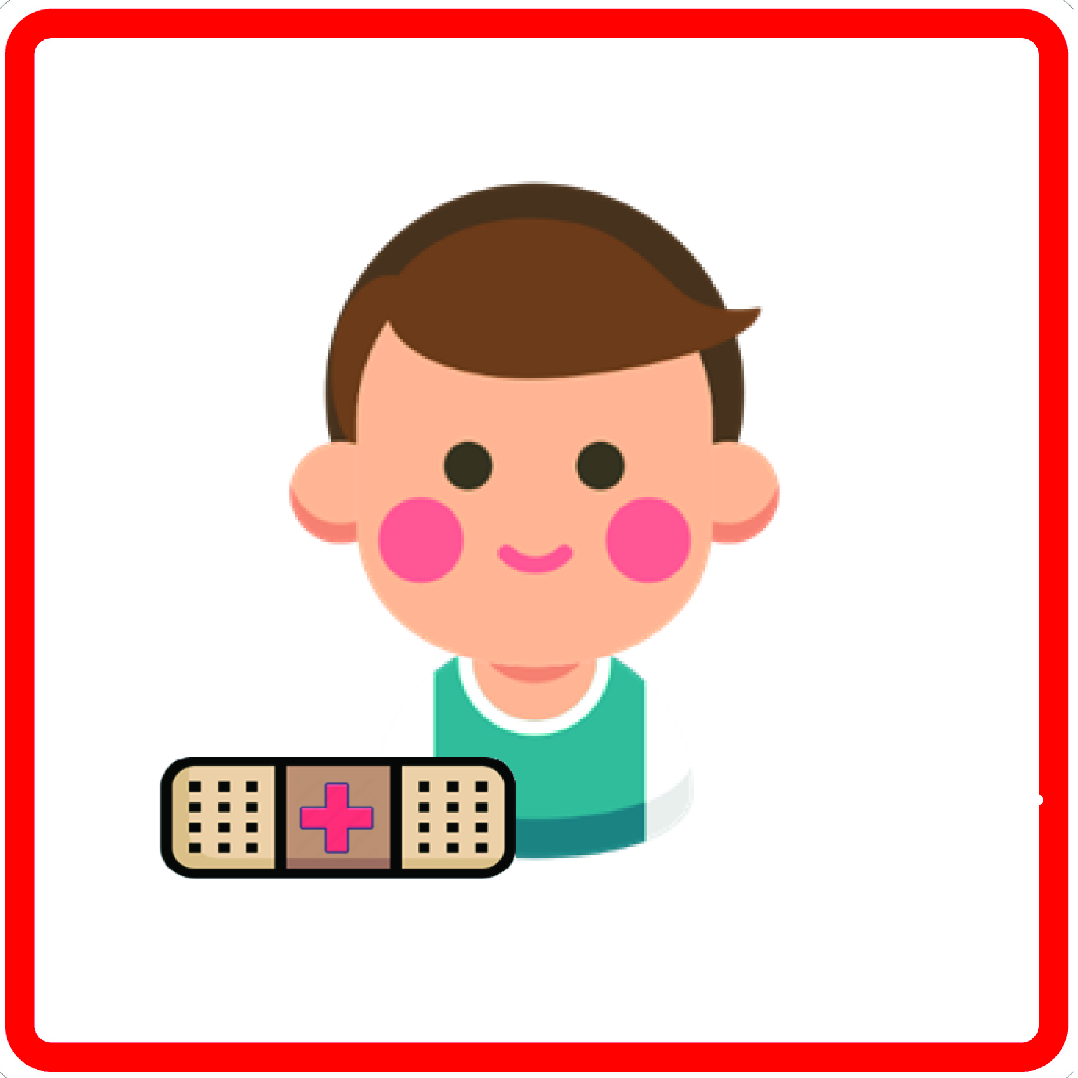 Sketch of a male child with bandage on the side